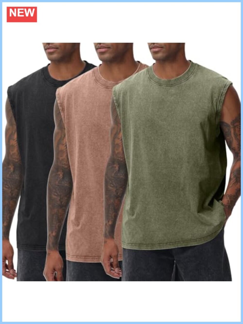 Men's Sleeveless Cotton Workout Tank Tops Muscle Tee Oversized